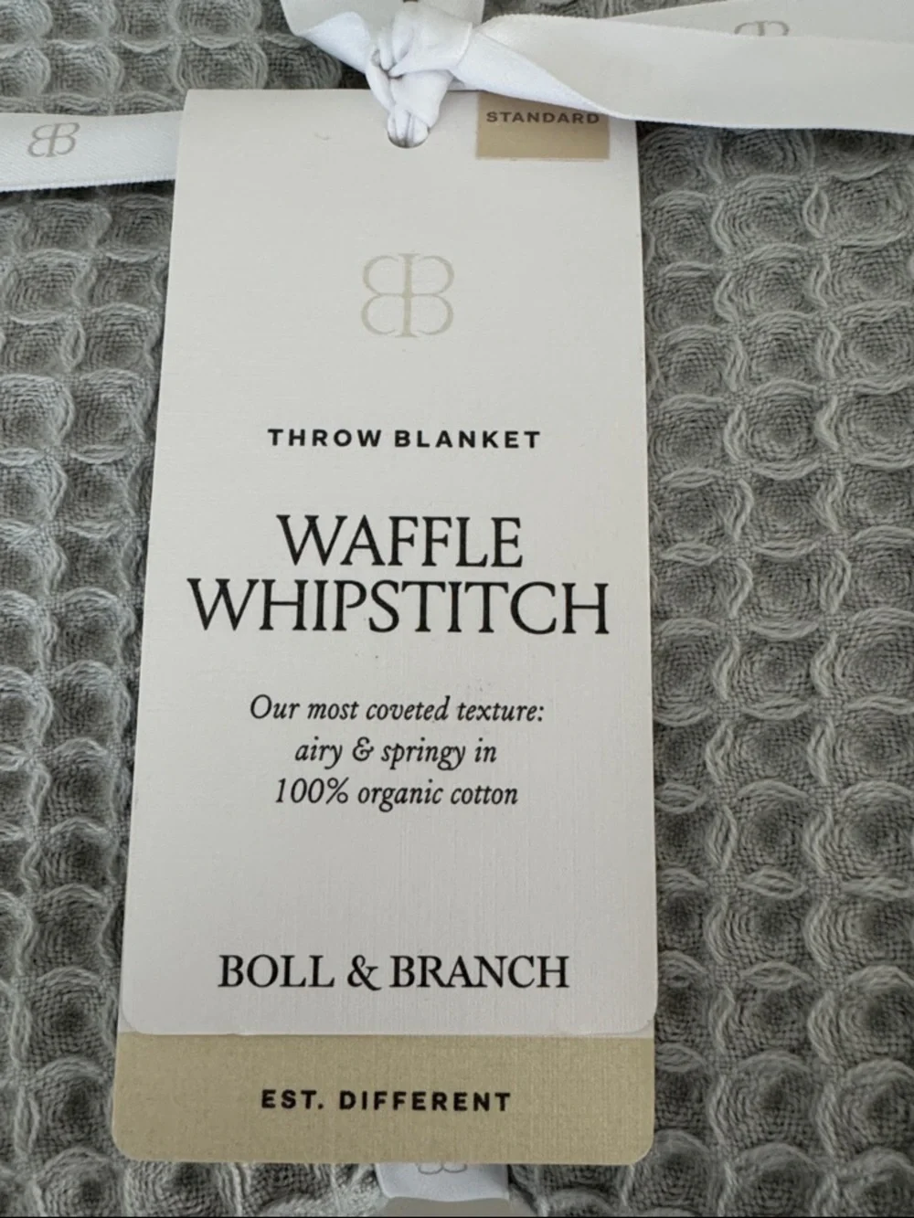 Boll & Branch Waffle Whipstitch throw blanket NWT - Picture 3 of 6